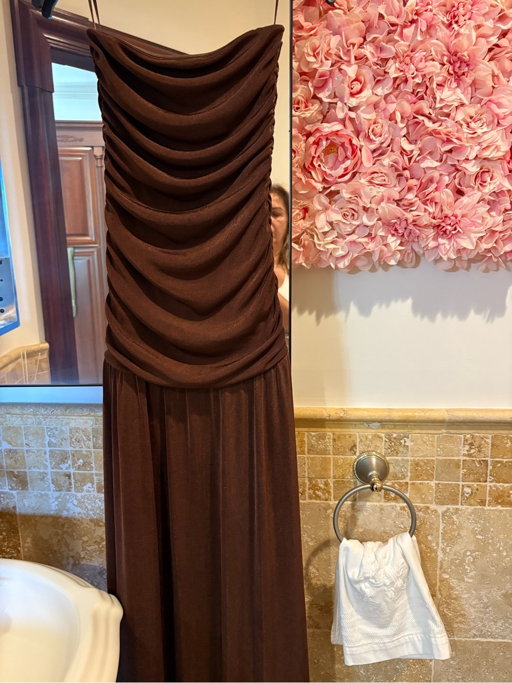 Chocolate Brown Ruched Maxi Dress - Brand